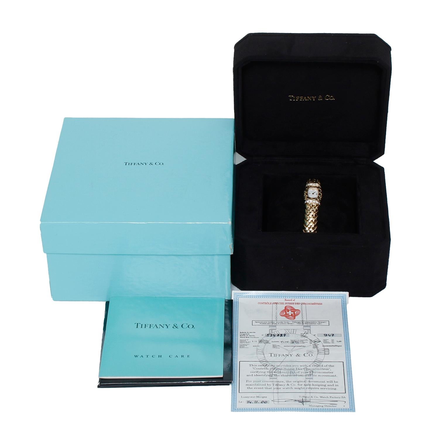 Tiffany & Co. Ladies Vannerie 18K Yellow Gold Watch 12.0504 For Sale 3