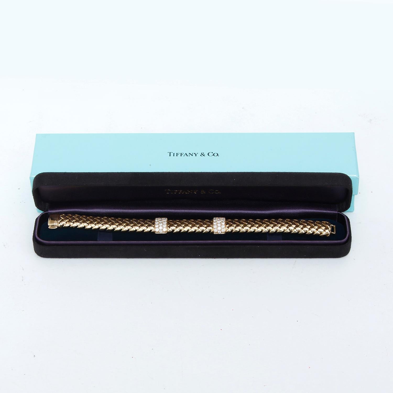 Tiffany & Co. Ladies Vannerie Diamond Bracelet For Sale 2