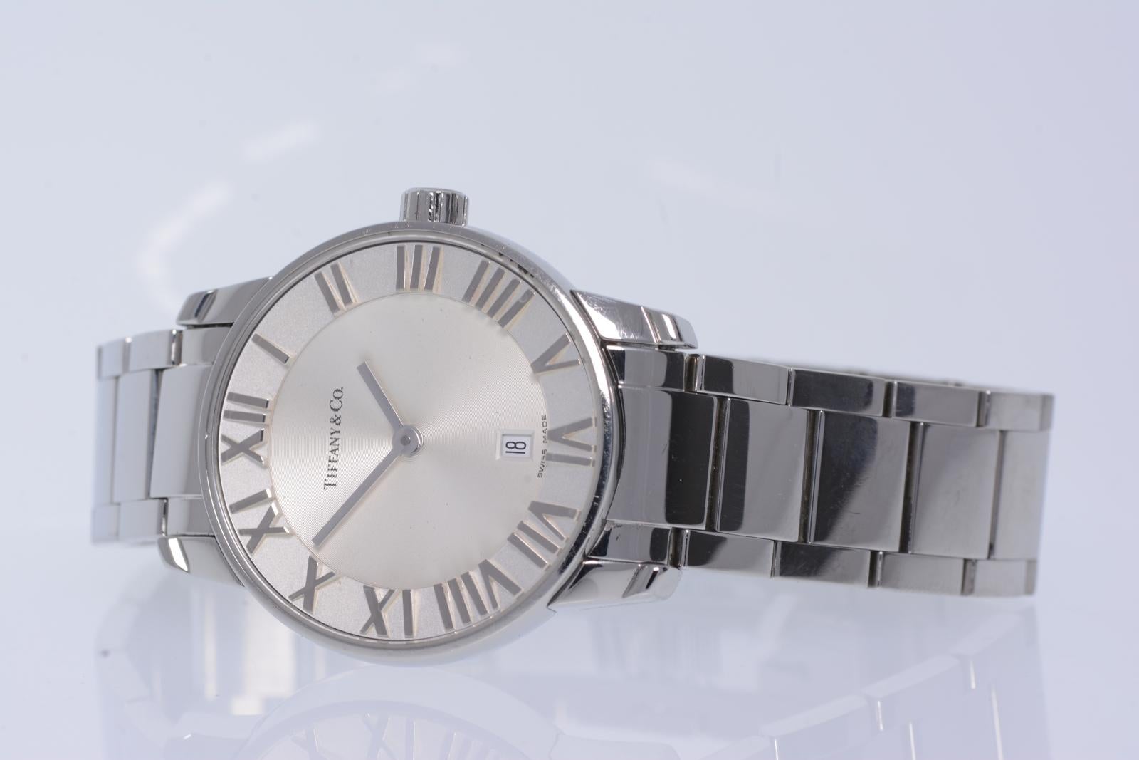 Tiffany & Co. Ladies Watch Stainless Steel, ATLAS

Manufacturer:
Tiffany & Co.
Gender:
Ladies Watch
Metal:
Stainless Steel
Collection:
Atlas
Movement:
Swiss Made
Case Diameter: 29 Millimeters
Length: 6 1/2 Inches

Replacement Value: