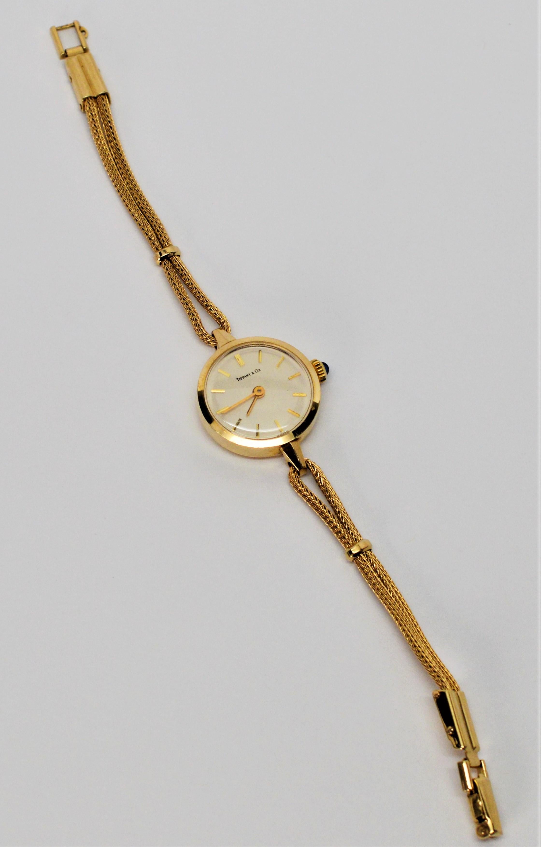 Tiffany & Co. Ladies 14 Karat Yellow Gold Dress Wristwatch In Good Condition In Mount Kisco, NY