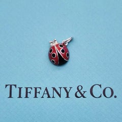 Tiffany & Co. Ladybug Charm Pendant Sterling Silver Red and Black Enamel