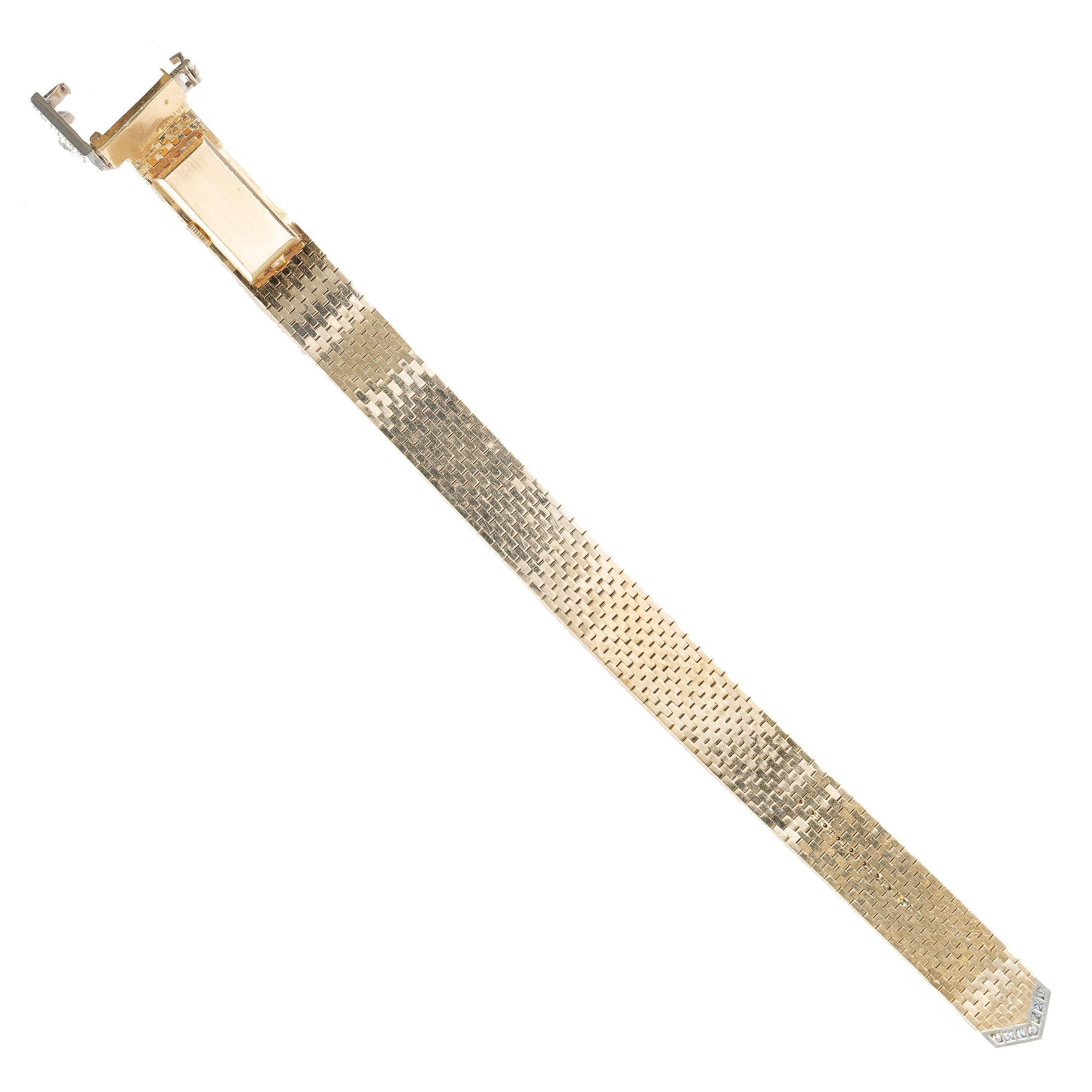 Tiffany & Co. Ladies Yellow Gold Diamond Buckle Bracelet Wristwatch, circa 1950s 1