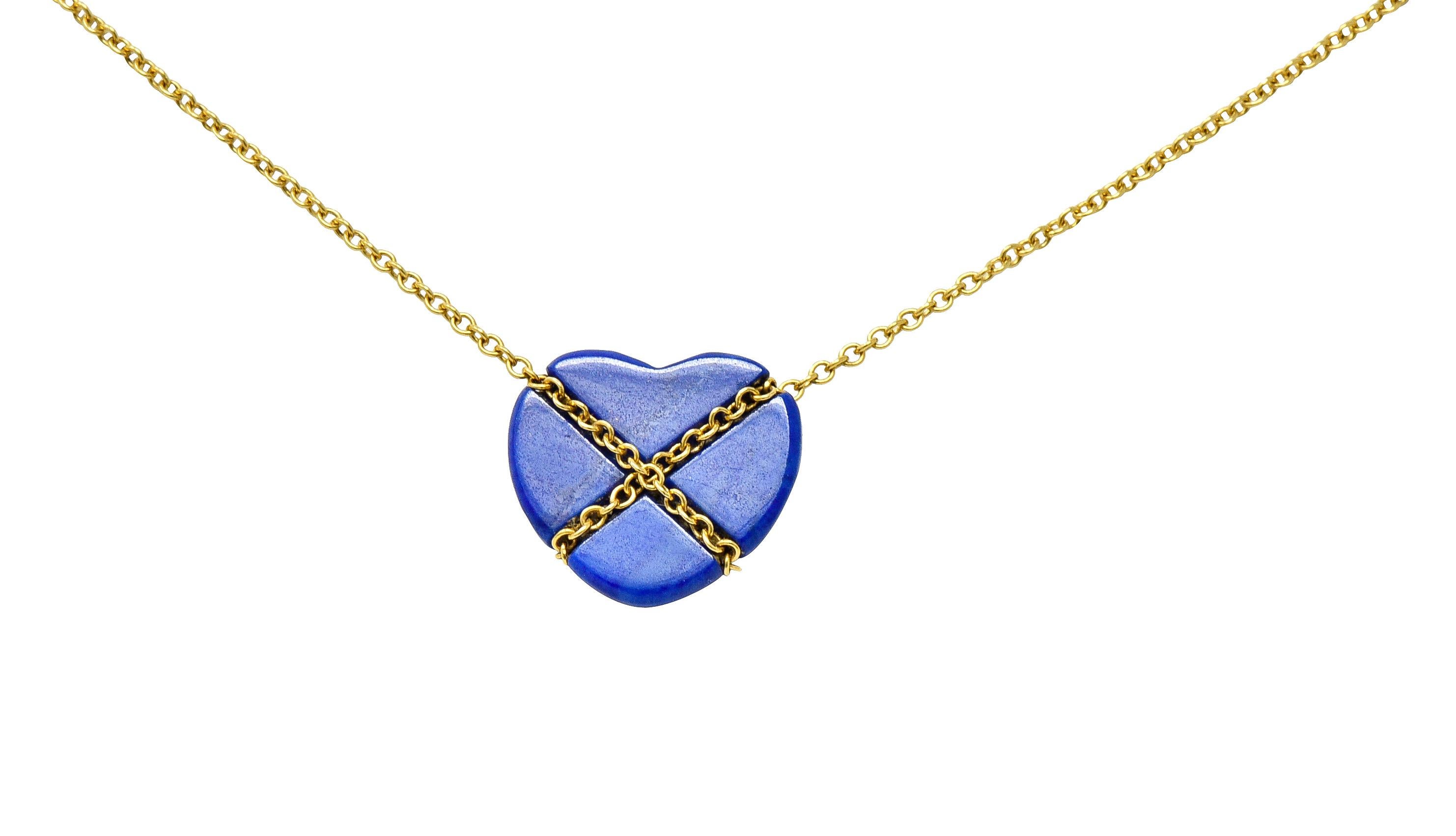 tiffany gold and blue heart necklace