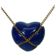 Tiffany & Co. Lapis Lazuli 18k Yellow Gold Crossover Heart Pendant Necklace
