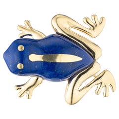 Frosch-Brosche von Tiffany & Co, Lapislazuli 18k Gelbgold