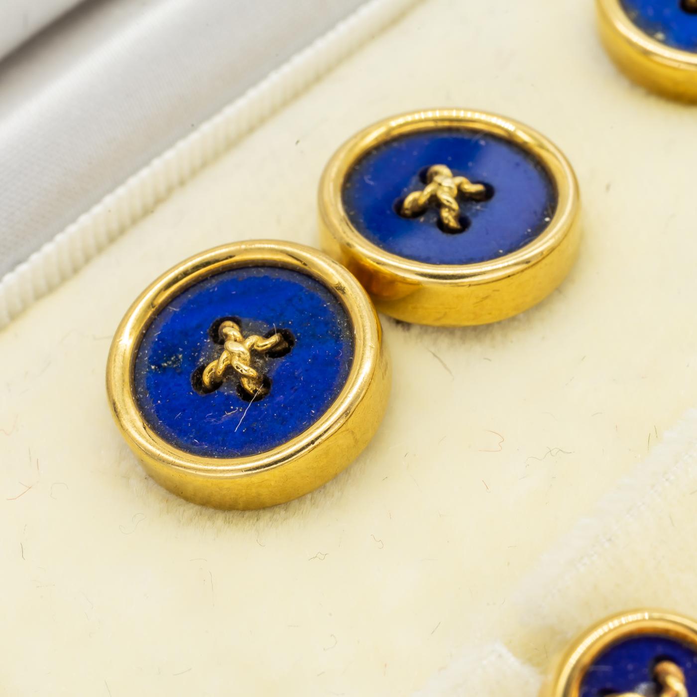 Round Cut Tiffany & Co. Lapis Lazuli and Gold Dress-Set, circa 1970 For Sale
