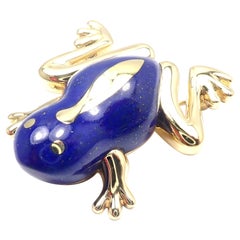 Tiffany & Co. Lapis Lazuli Frog Yellow Gold Brooch Pin