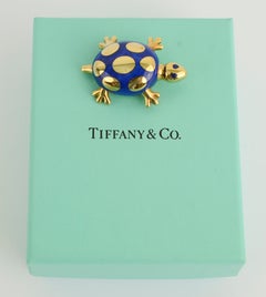 Tiffany & Co. Lapis Lazuli Gold Turtle Brooch
