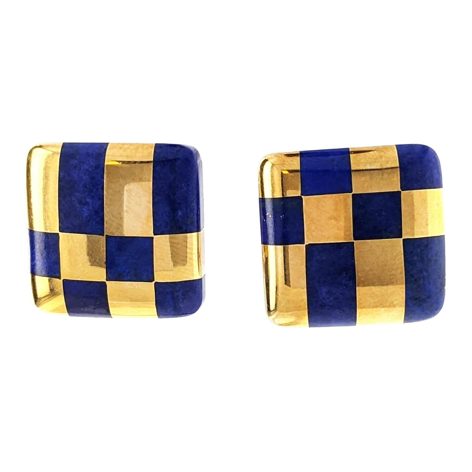 Tiffany & Co. Lapis Lazuli Inlay and Gold Earrings