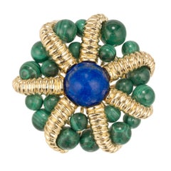 Tiffany & Co. Lapis Lazuli Malachite Yellow Gold Brooch