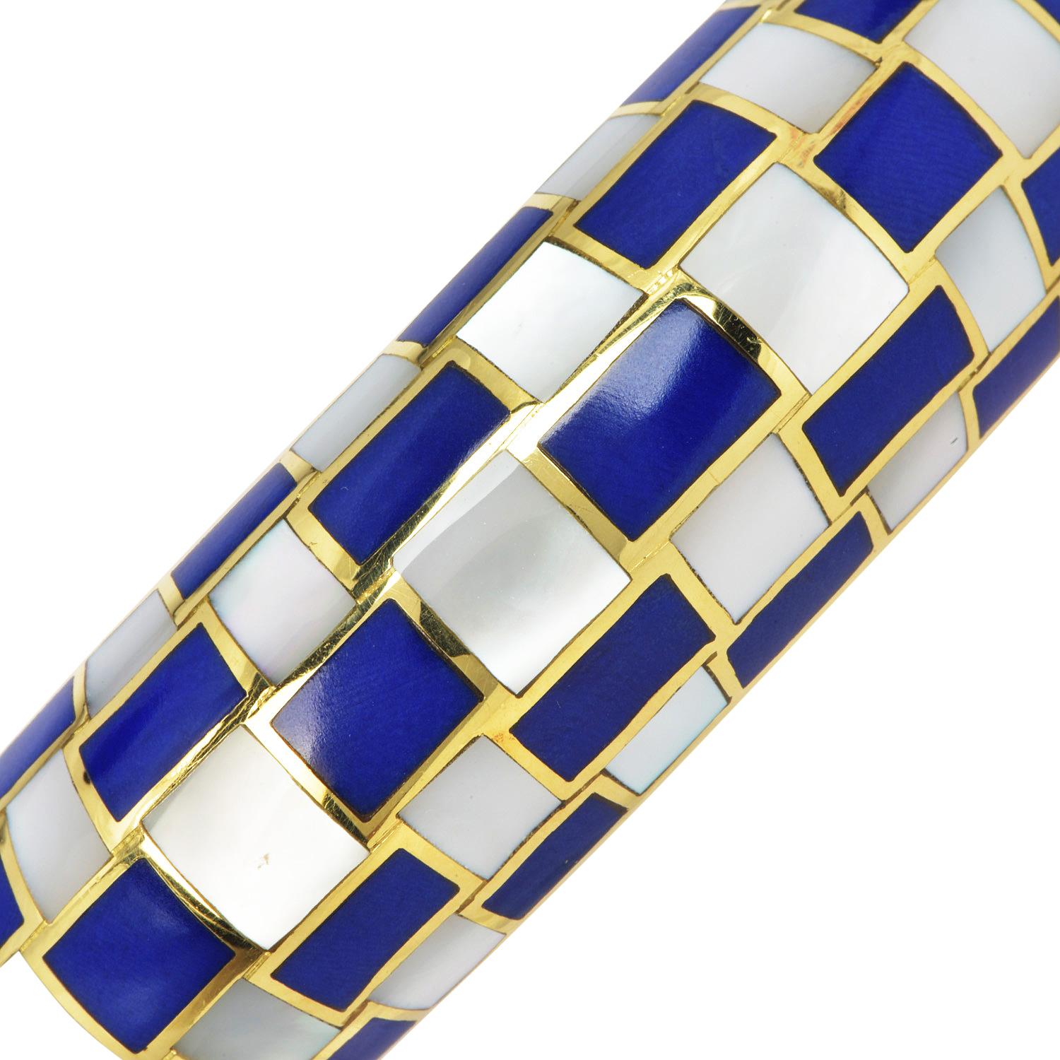 Tiffany & Co.  lapis  lazuli  Mother of Pearl 18K Gold l Bangle Bracelet 1