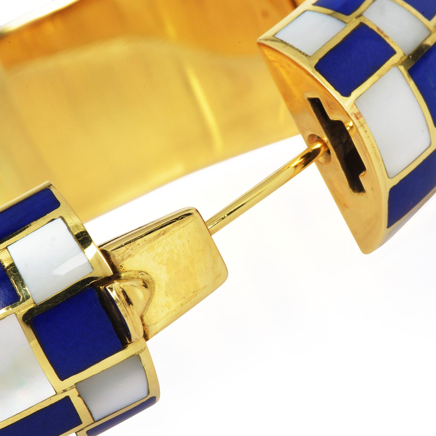 Tiffany & Co.  lapis  lazuli  Mother of Pearl 18K Gold l Bangle Bracelet 2