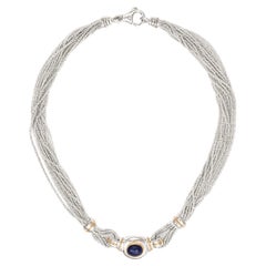 Vintage Tiffany & Co Lapis Lazuli Necklace 16" Multi Strand Sterling Silver 18k Gold
