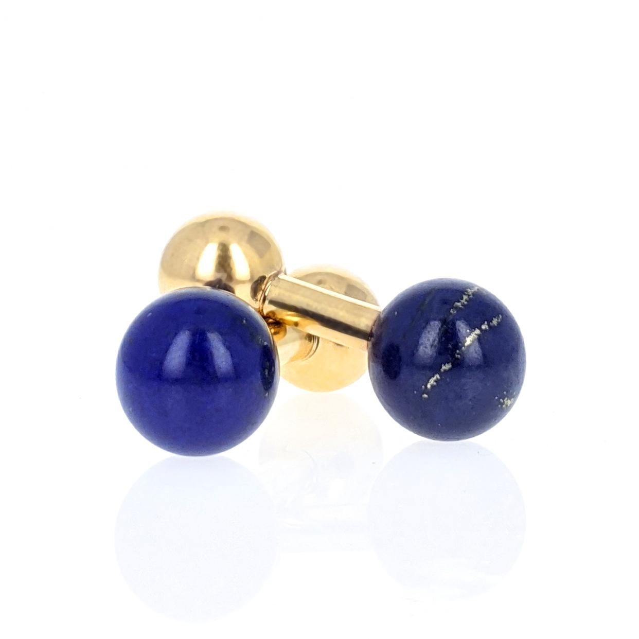 Round Cut Tiffany & Co. Lapis Lazuli Yellow Gold Cufflinks