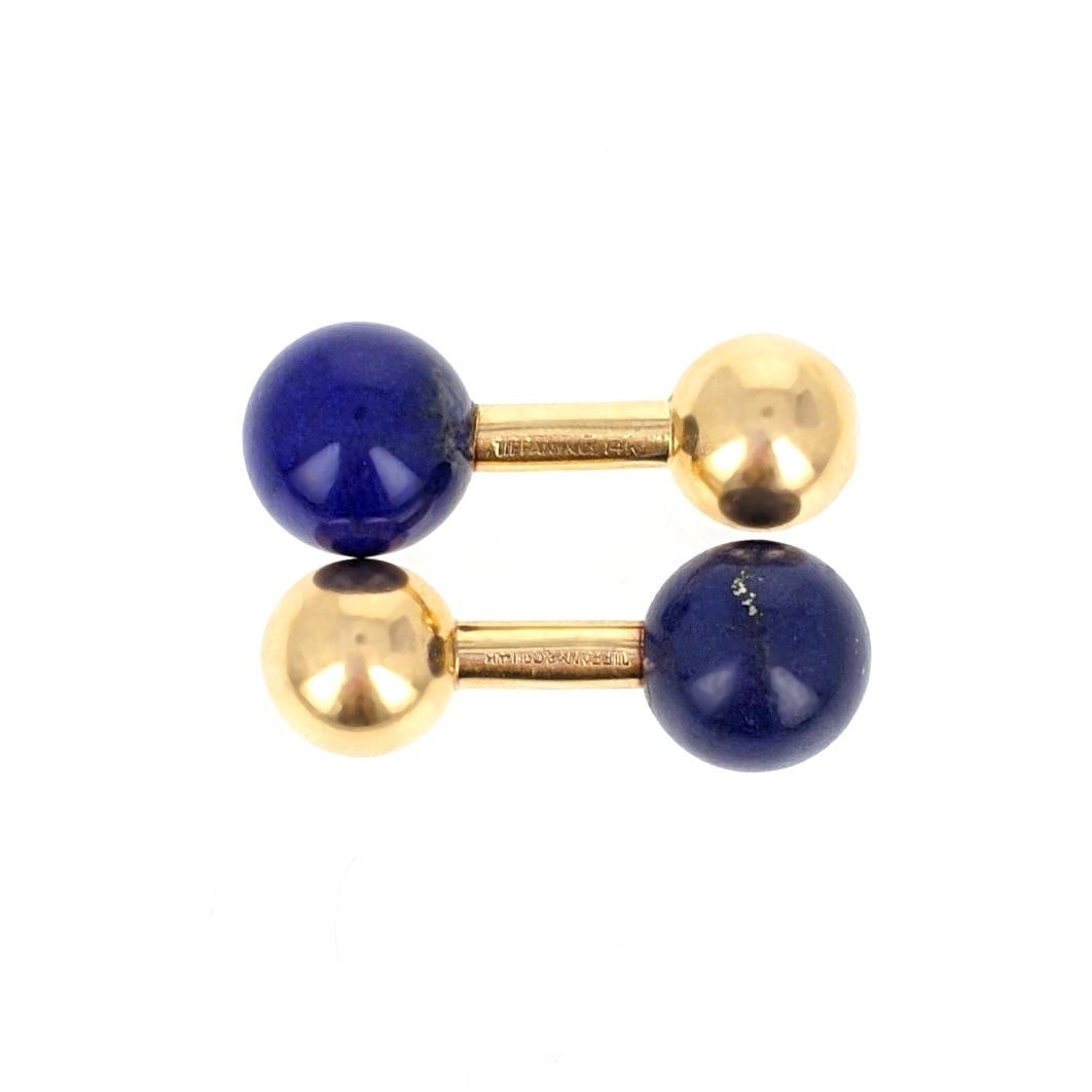 Women's or Men's Tiffany & Co. Lapis Lazuli Yellow Gold Cufflinks