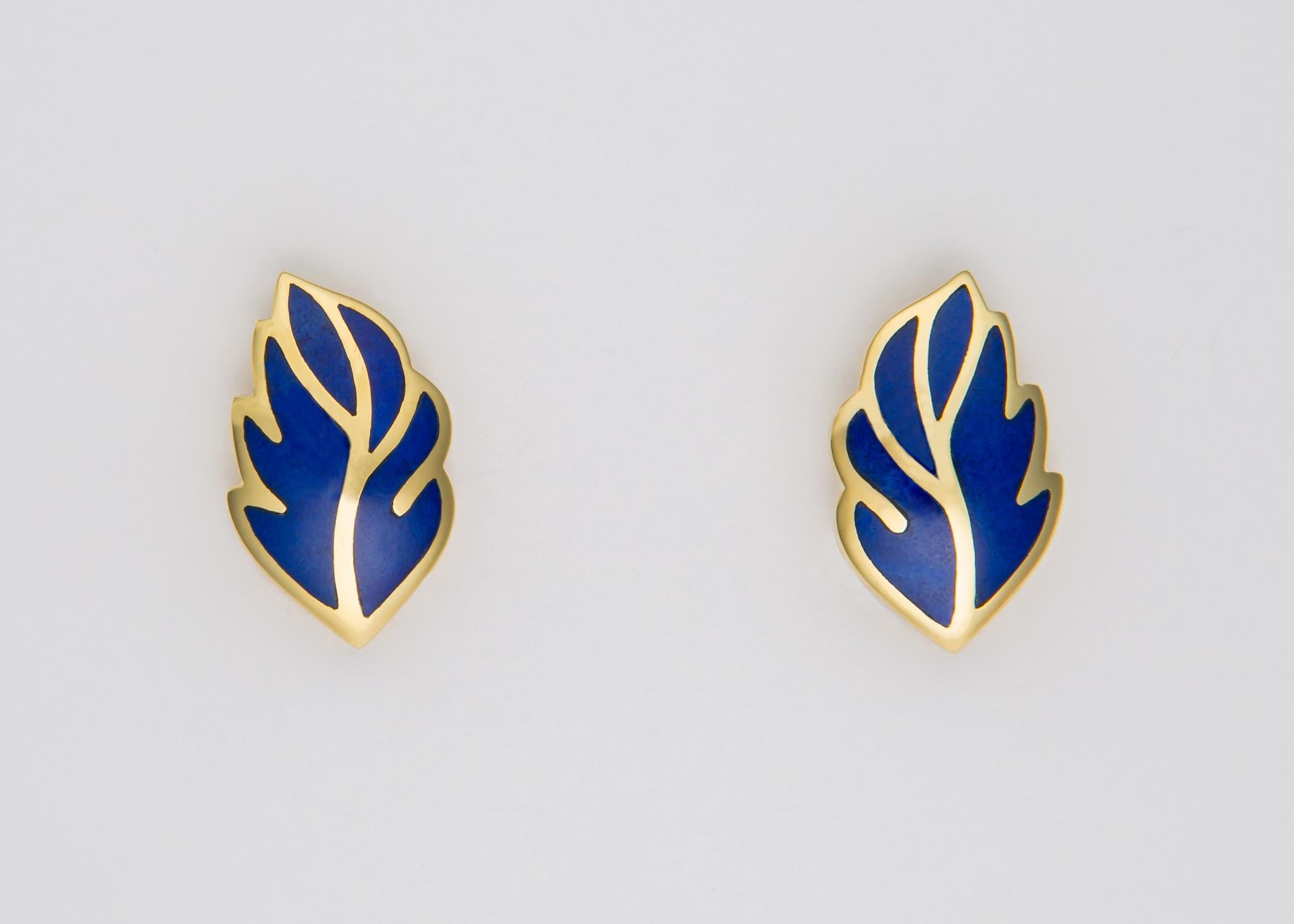 Contemporary Tiffany & Co. Lapis Leaf Motif Earrings