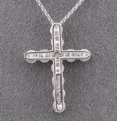 Tiffany & Co.  Large 1.71ct Diamond Platinum Cross Necklace