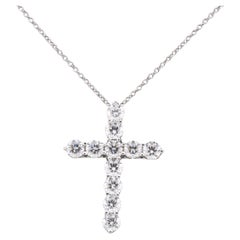 Tiffany & Co.  Large 1.71ct Diamond Platinum Cross Necklace