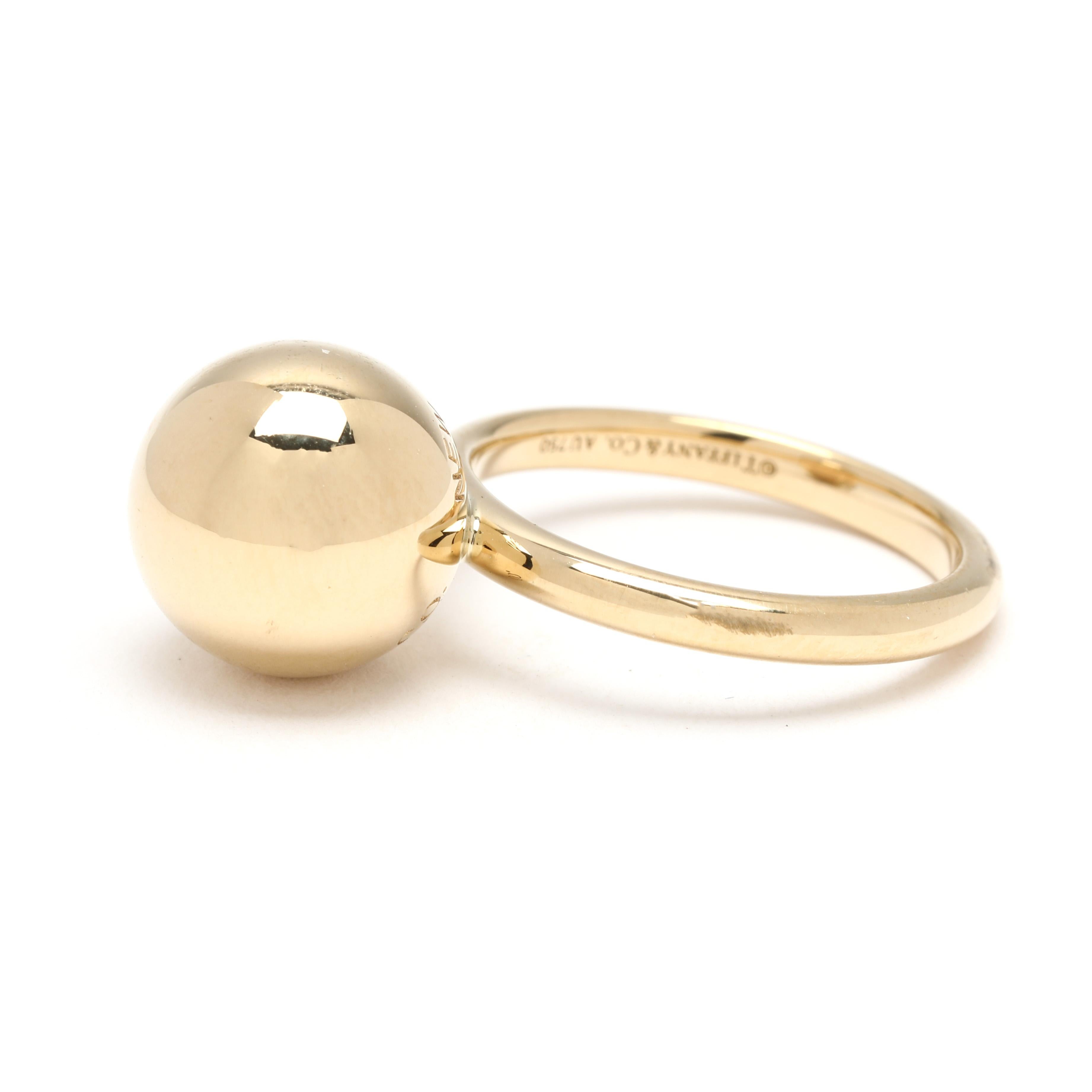 Tiffany & Co. Großer Perlenring, 18k Gelbgold, Ringgröße 7 für Damen oder Herren im Angebot
