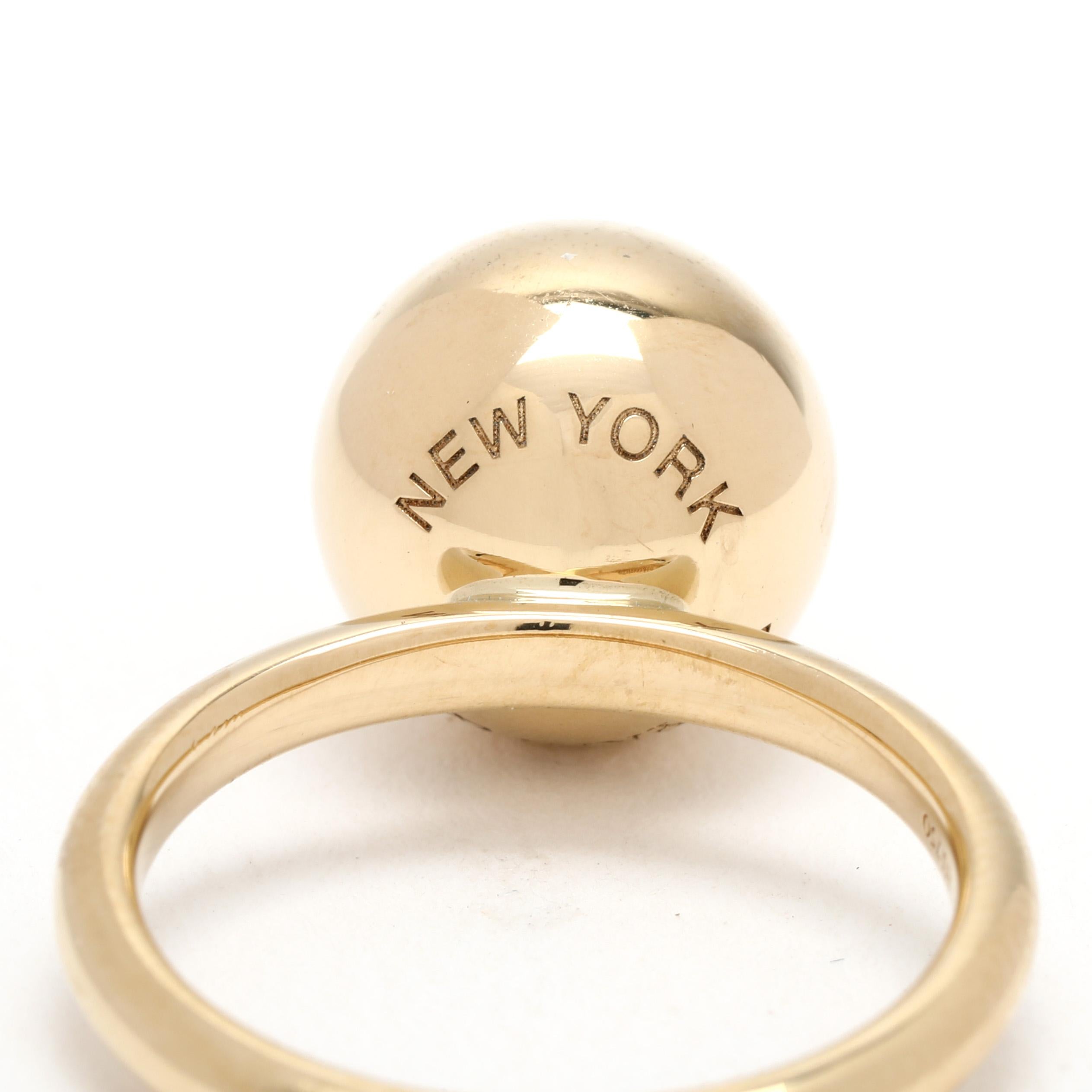 Tiffany & Co. Großer Perlenring, 18k Gelbgold, Ringgröße 7 im Angebot 1