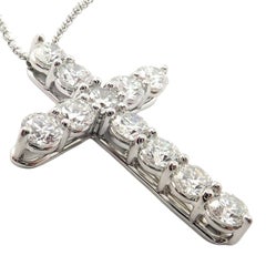 Tiffany & Co. Large Cross Diamond Platinum Pendant Necklace