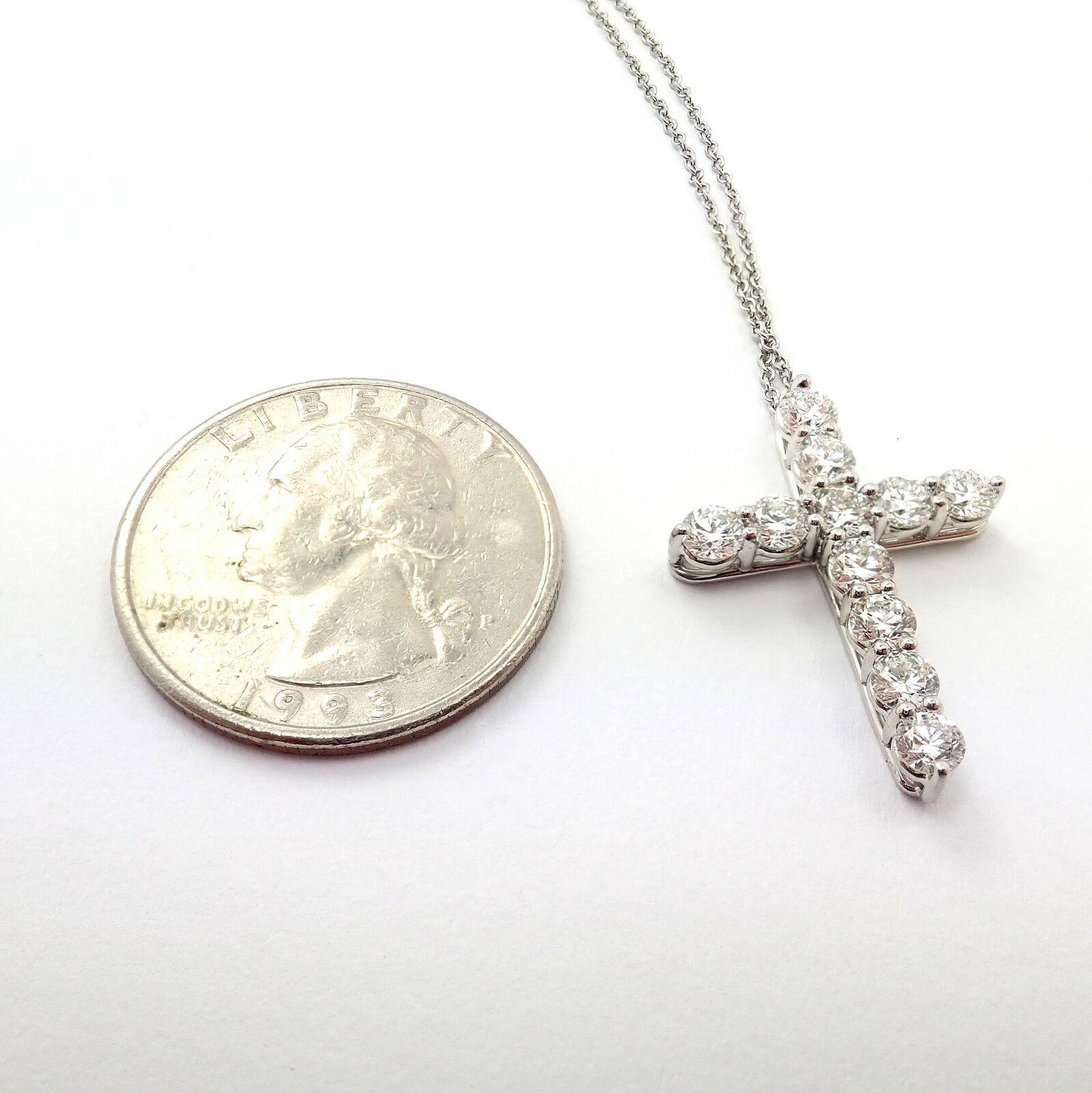 Tiffany & Co. Large Cross Diamond Platinum Pendant Necklace 1
