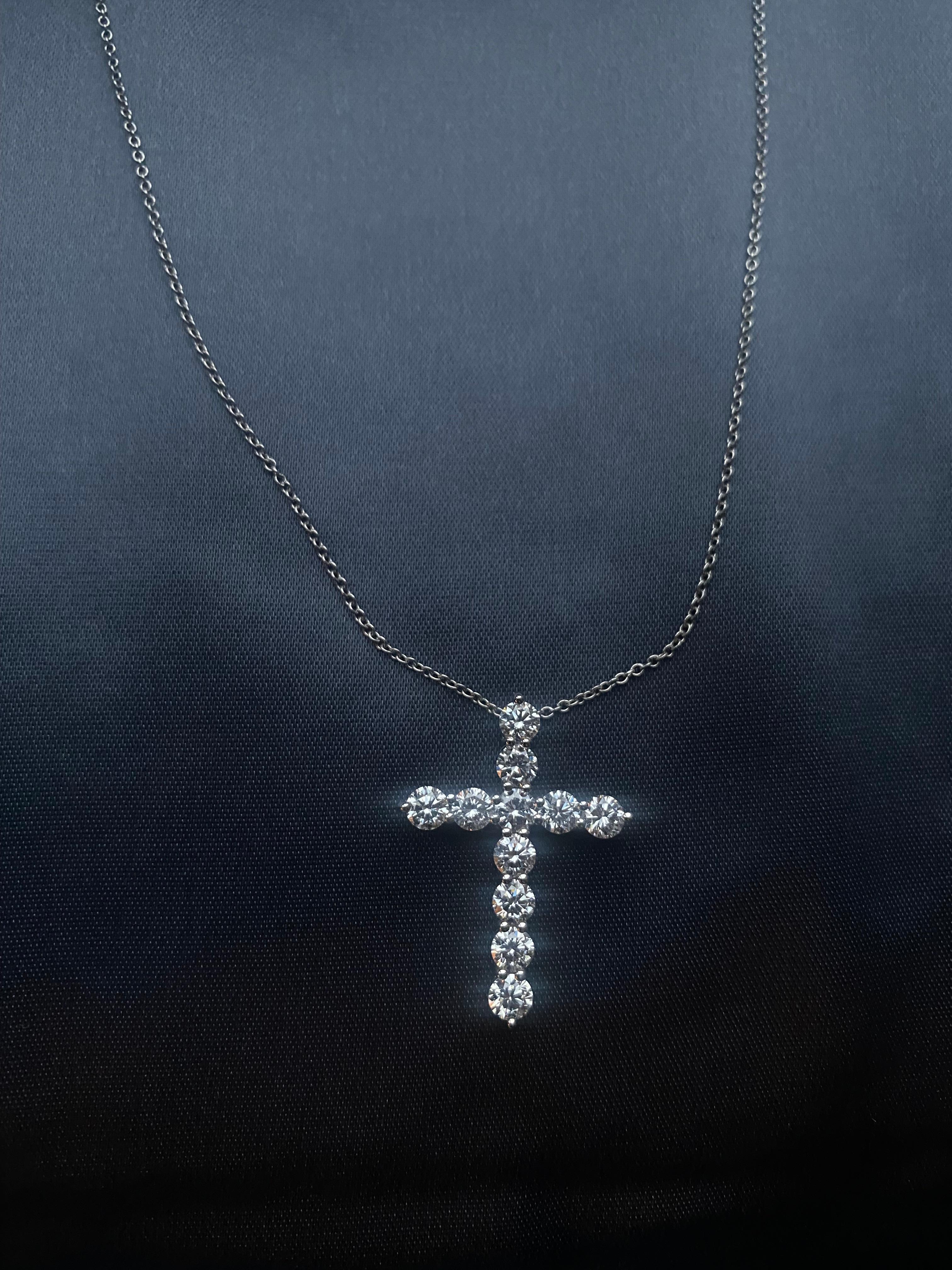 Modern Tiffany Co Large Diamond Cross , platinum , 1.71 ctw diamonds