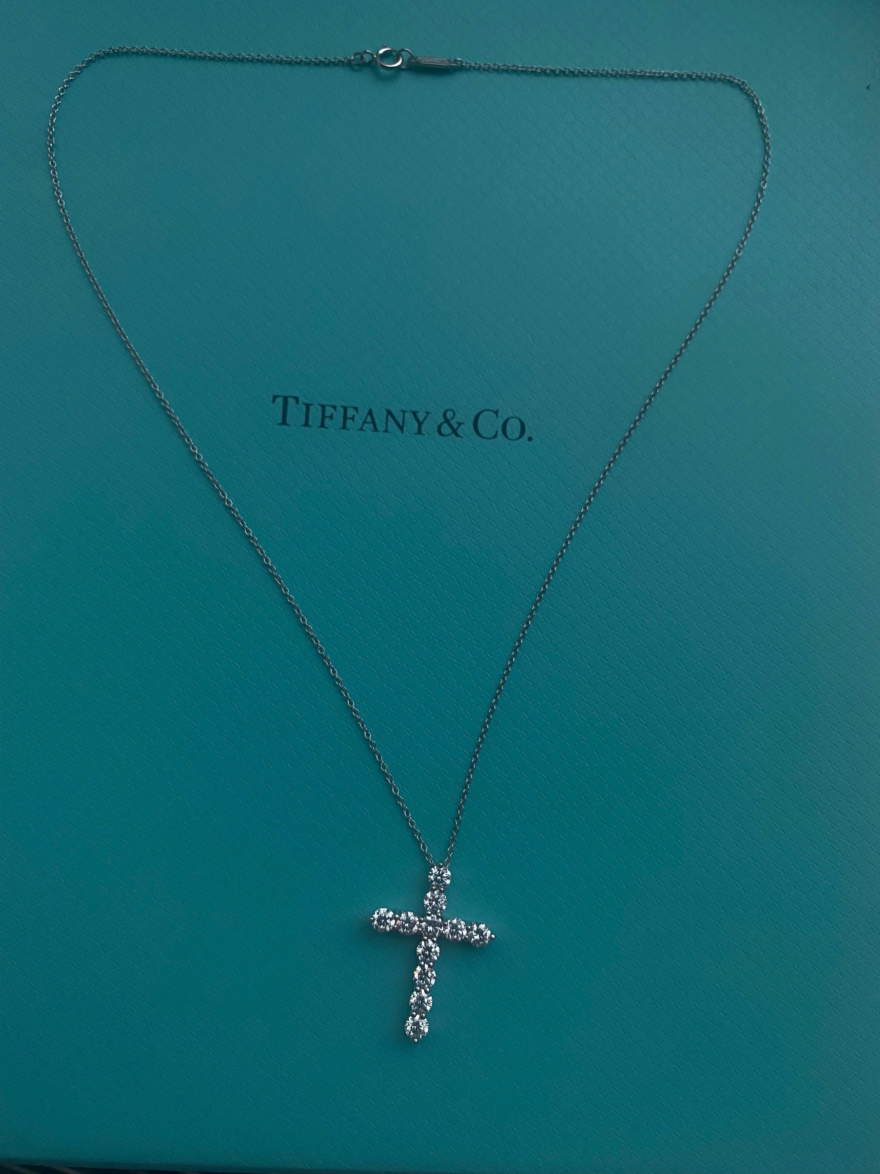 Tiffany Co Large Diamond Cross , platinum , 1.71 ctw diamonds In Excellent Condition In New York, NY