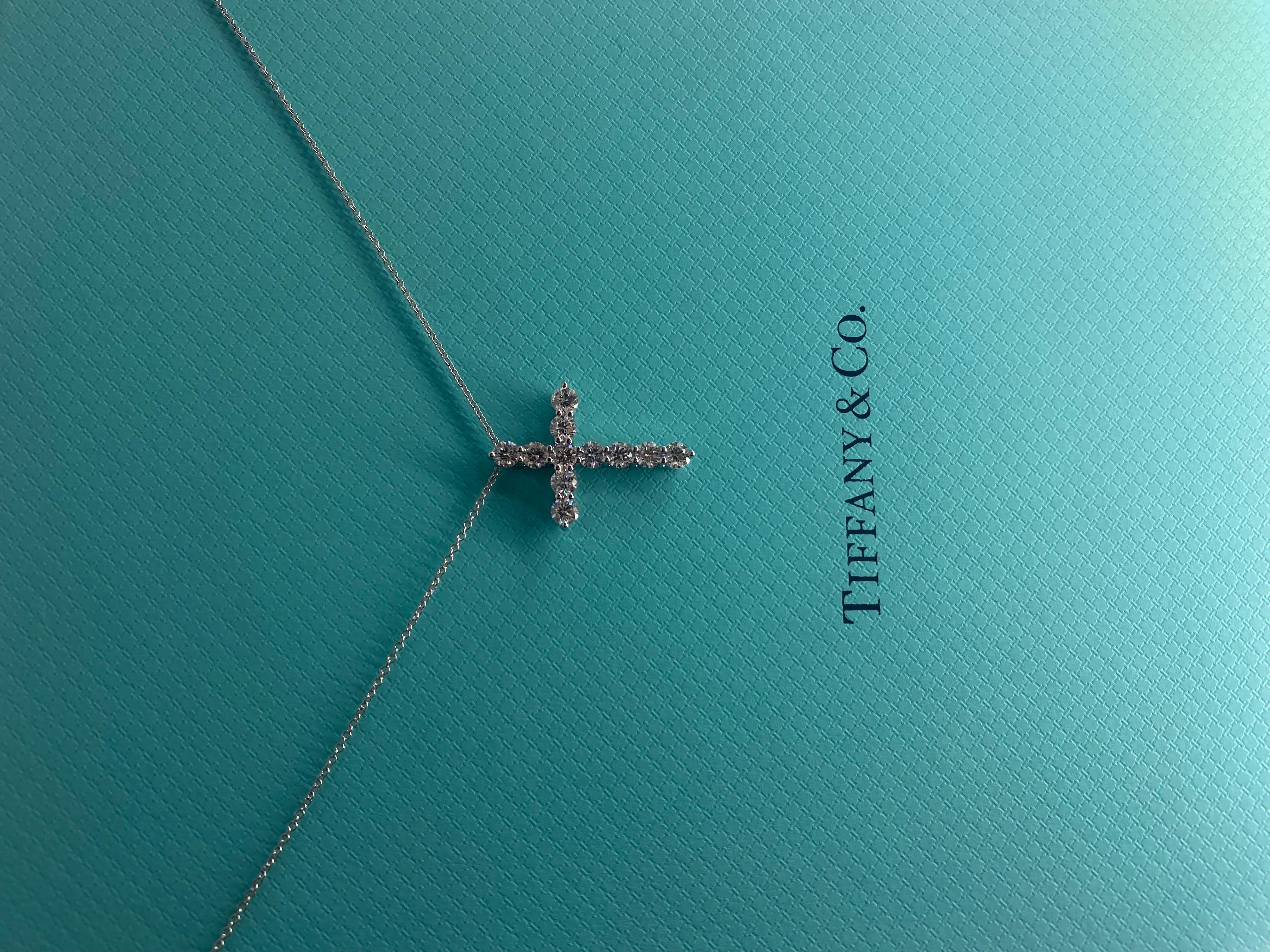 Tiffany Co Large Diamond Cross , platinum , 1.71 ctw diamonds  3