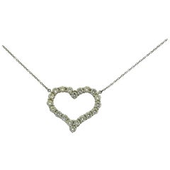 Tiffany & Co. Large Diamond Heart Platinum Pendant Necklace