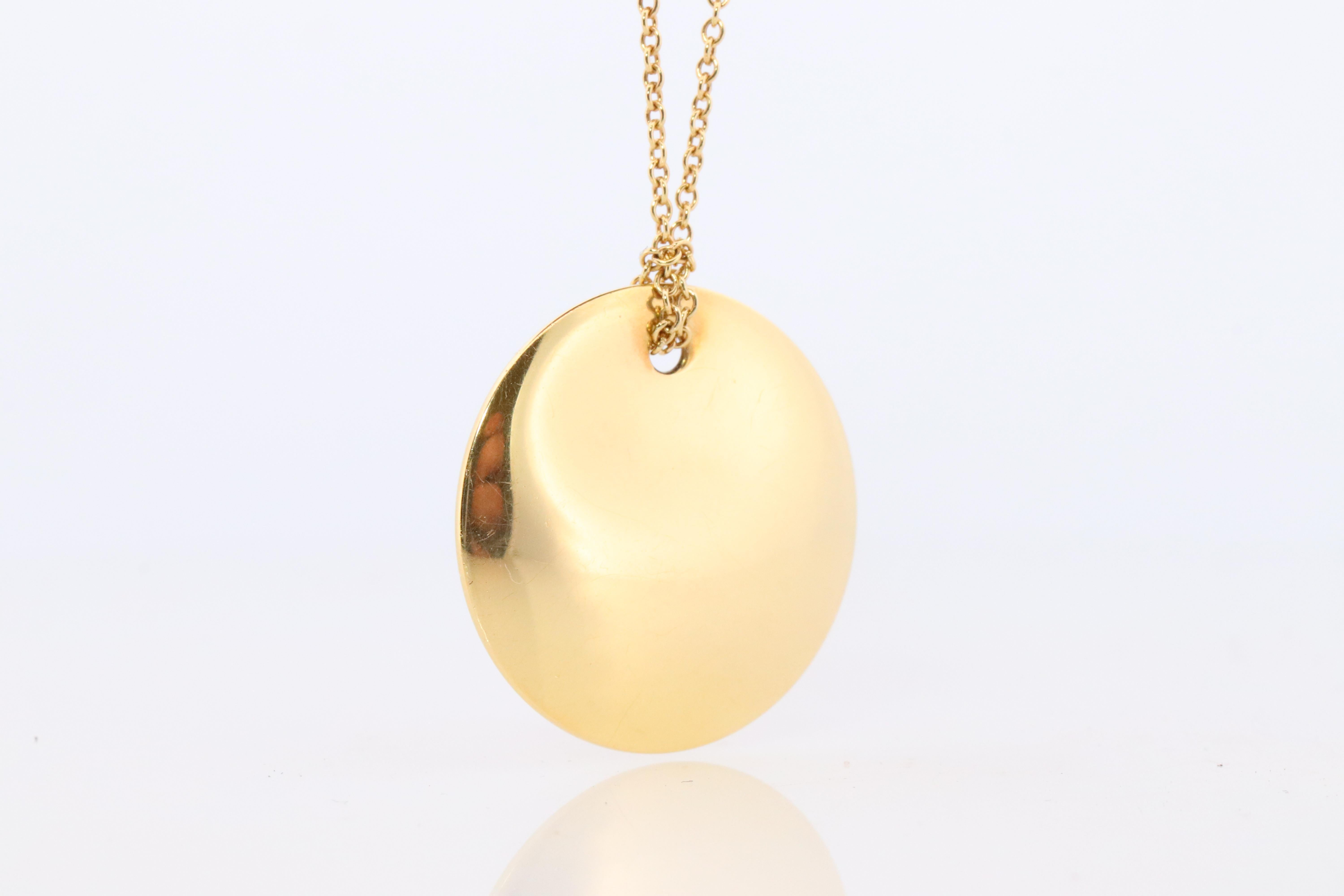 Tiffany & Co. Collar Colgante Disco Grande. 18k Elsa Peretti Tiffany 24mm Redondo Moderno en venta