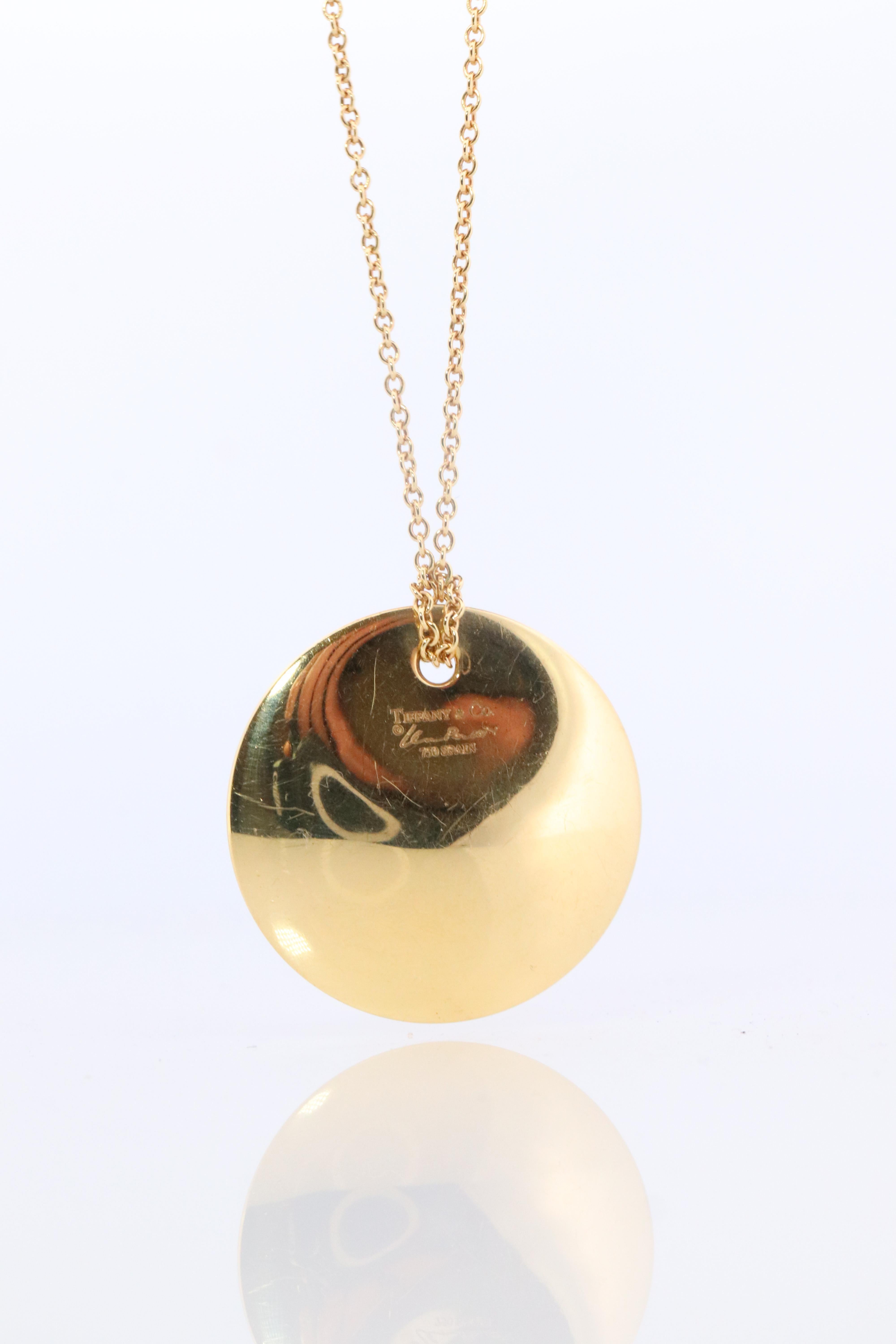 De las mujeres Tiffany & Co. Collar Colgante Disco Grande. 18k Elsa Peretti Tiffany 24mm Redondo en venta