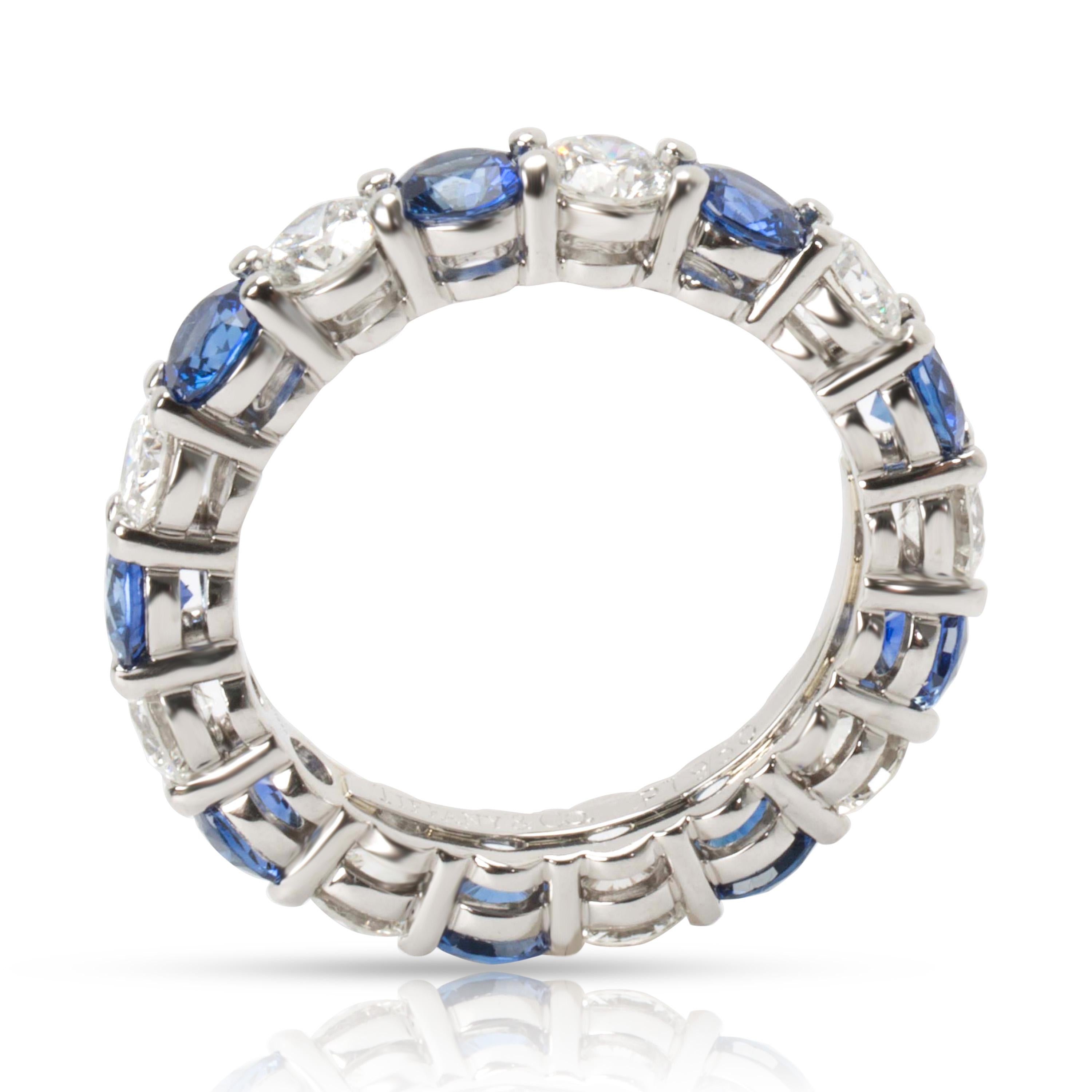 Round Cut Tiffany & Co. Large Embrace Diamond and Sapphire Band in Platinum '3.24 Carat'