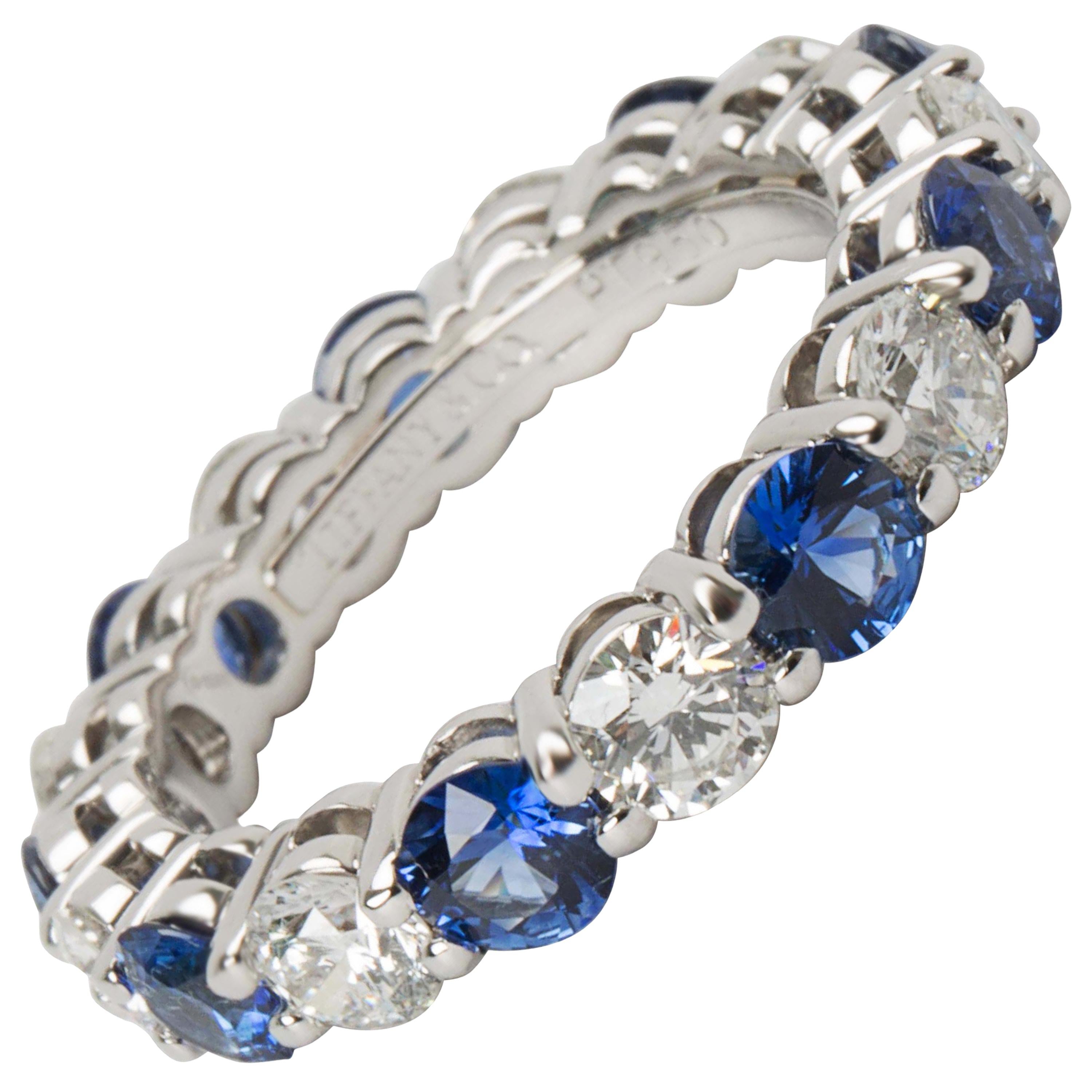 Tiffany & Co. Large Embrace Diamond and Sapphire Band in Platinum '3.24 Carat'