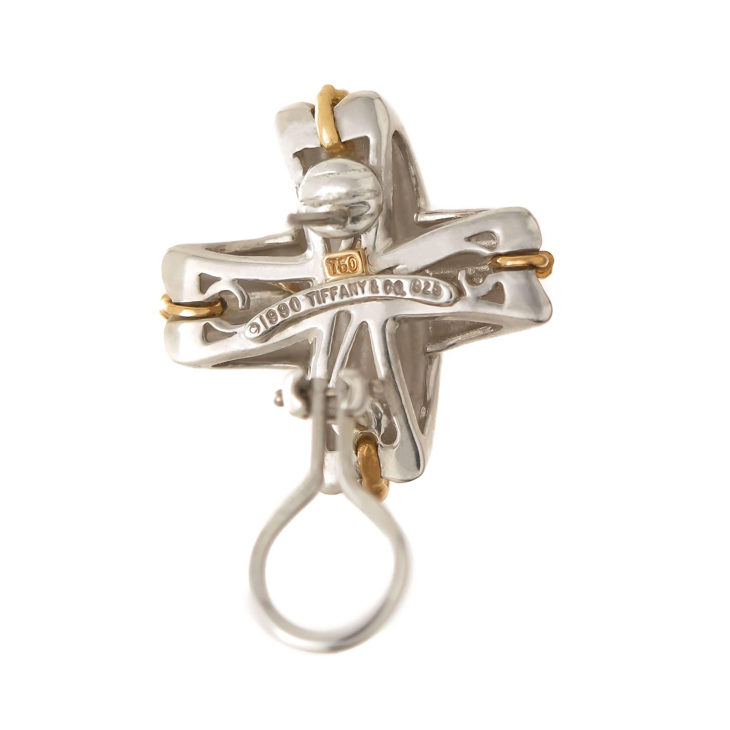 Women's Tiffany & Co. Large Gold and Silver Signature X Earrings For Sale