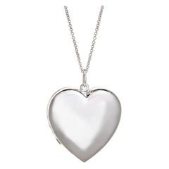 Vintage Tiffany & Co Large Heart Locket Pendant Sterling Silver Estate Necklace