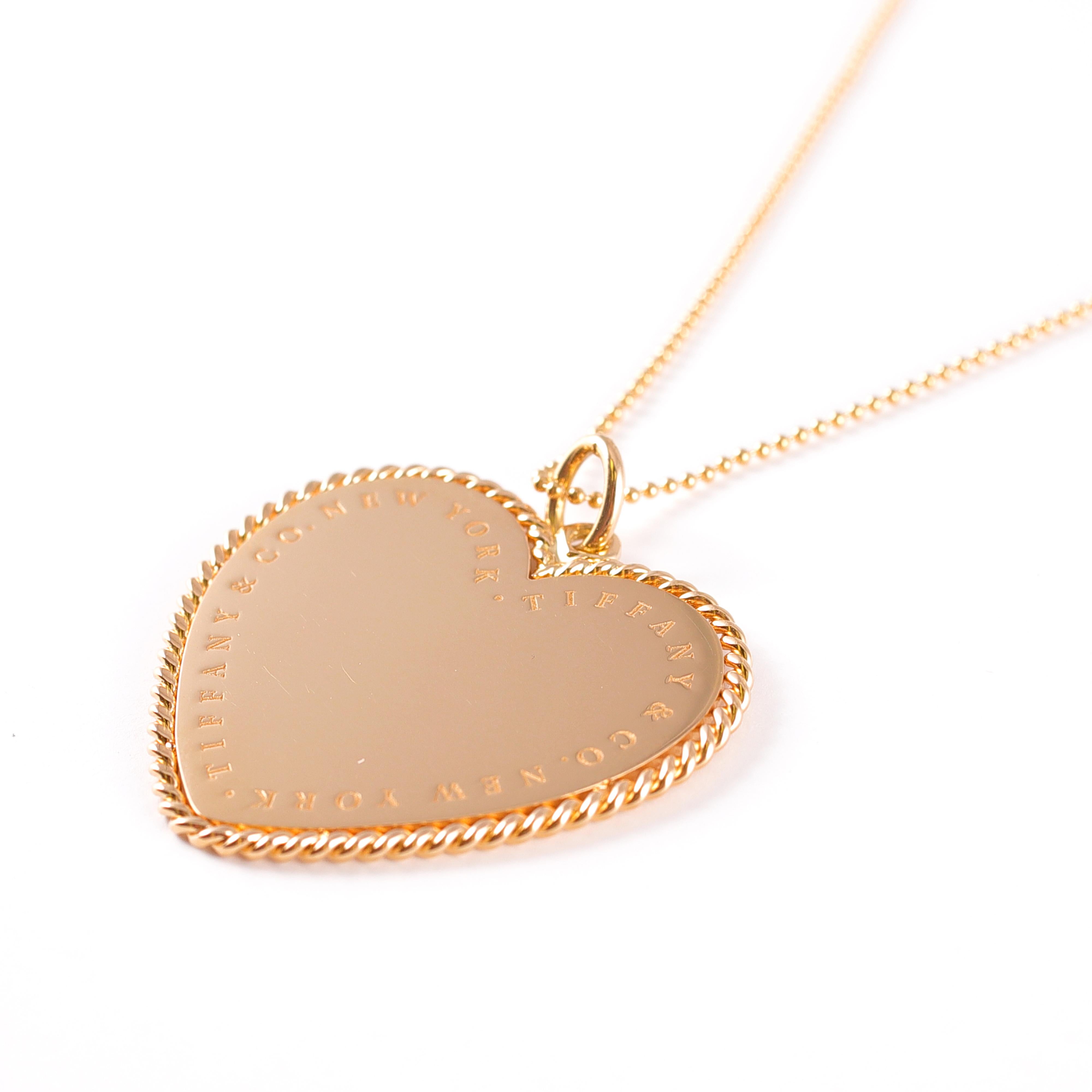 Tiffany & Co. Große Herz-Halskette aus 18 Karat Gold im Zustand „Gut“ in Dallas, TX