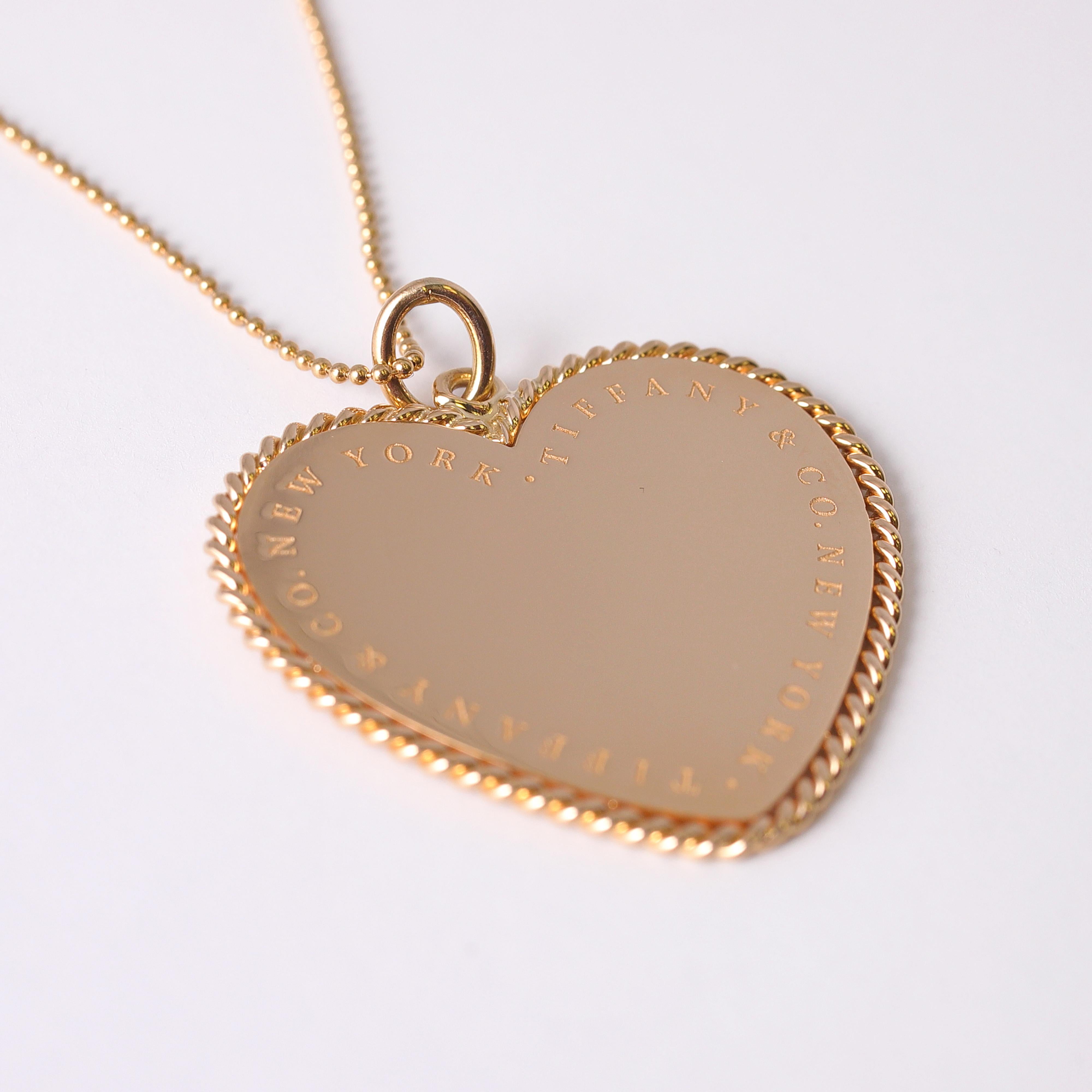 Tiffany & Co. Große Herz-Halskette aus 18 Karat Gold für Damen oder Herren