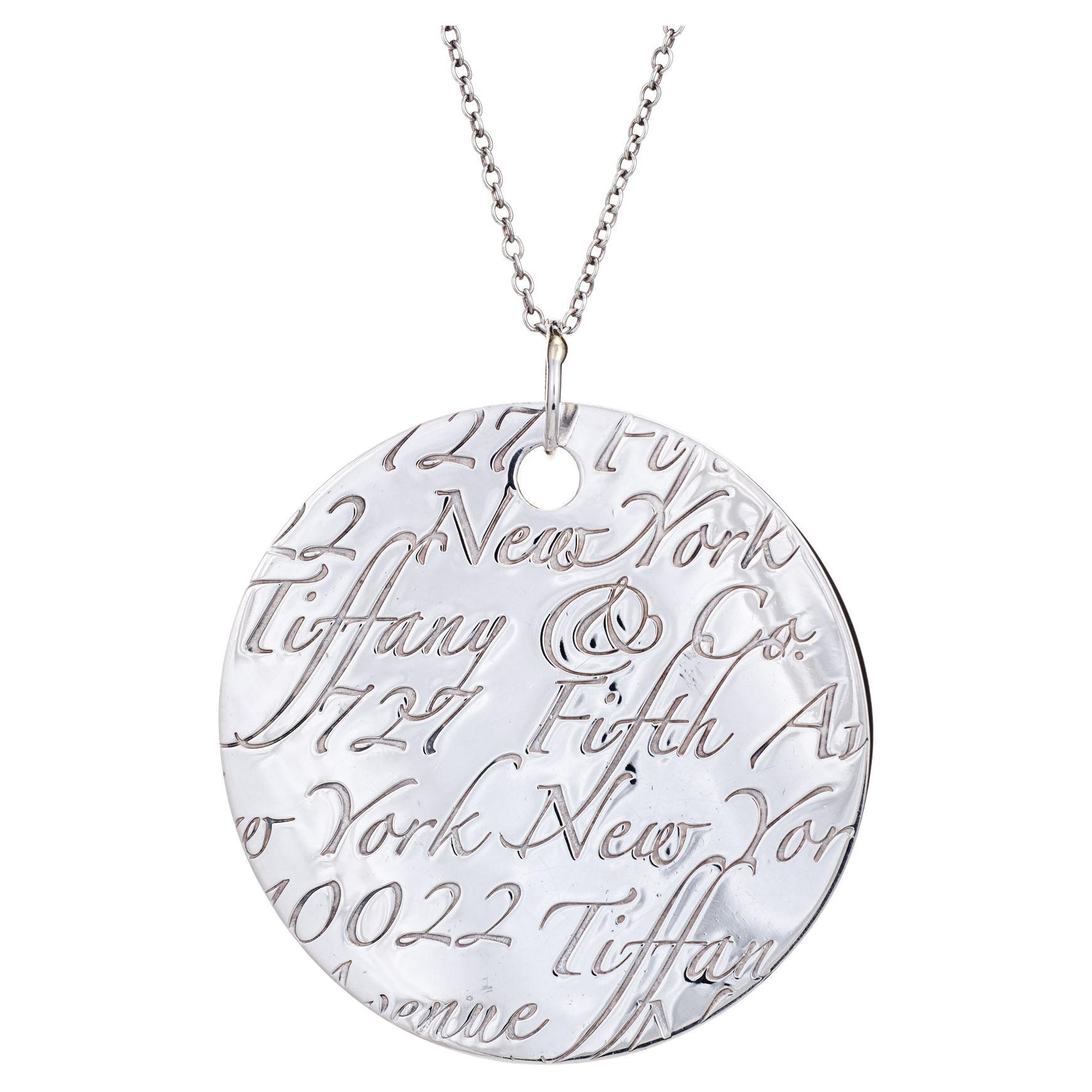Tiffany & Co Large Jumbo Notes Necklace Silver 727 Fifth Ave New York Jewelry For Sale