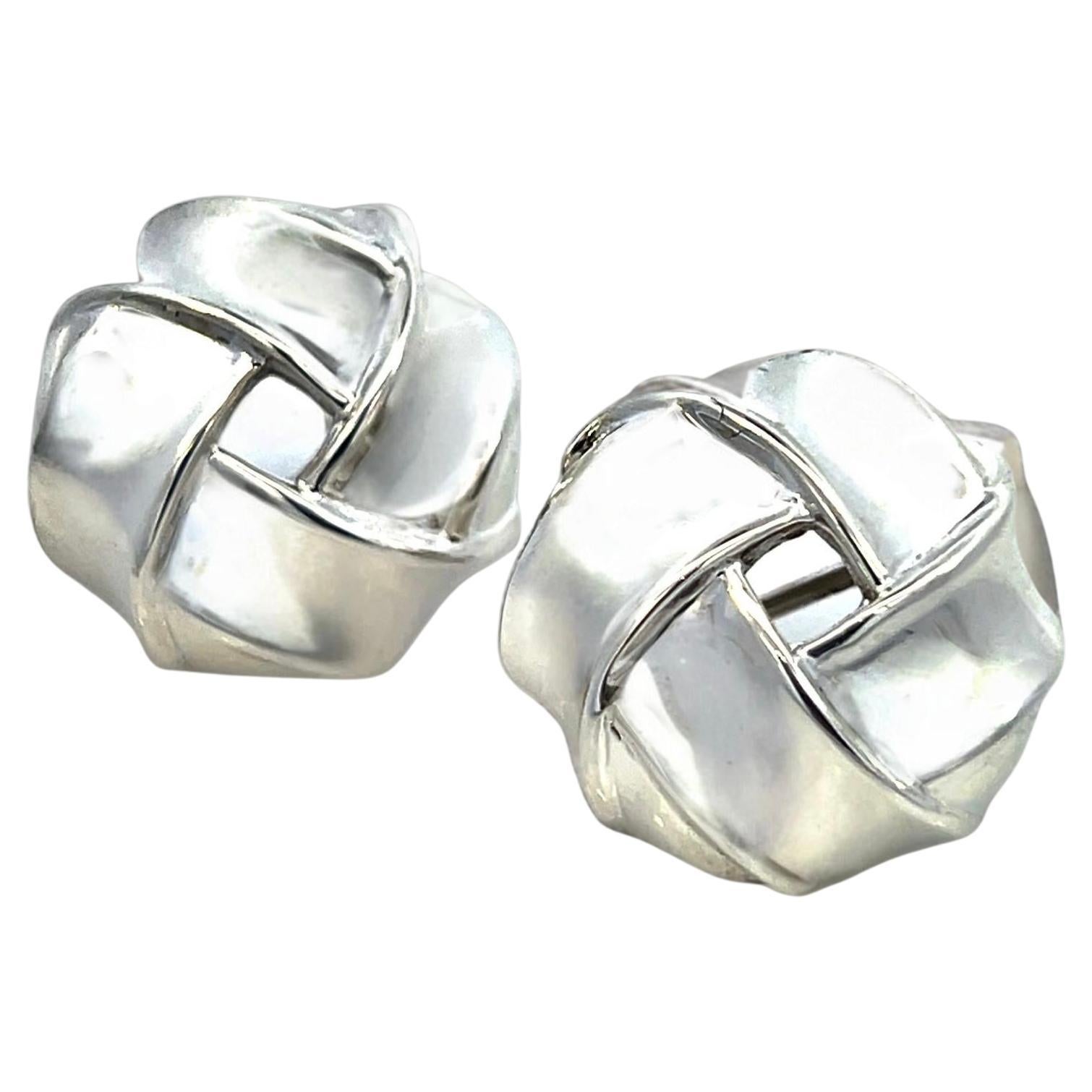 Tiffany 
Co Large Love Knot Earrings Sterling Silver Estate TIF942