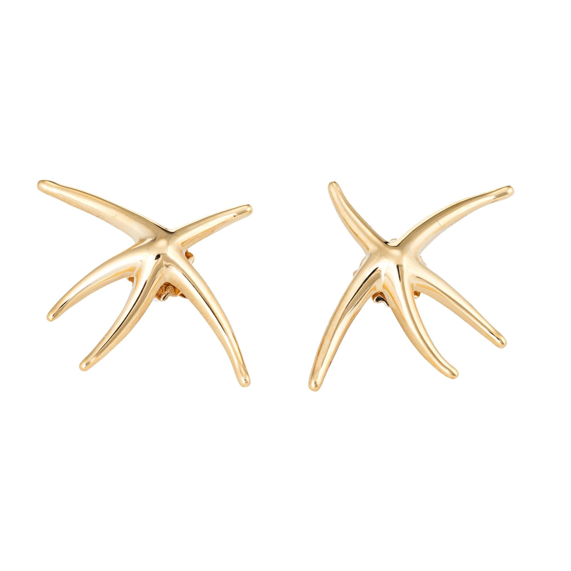 Tiffany & Co Large Starfish Earrings Vintage 18 Karat Gold Estate Fine Jewelry