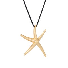 Tiffany & Co Large Starfish Pendant Necklace 18k Gold Elsa Peretti Estate