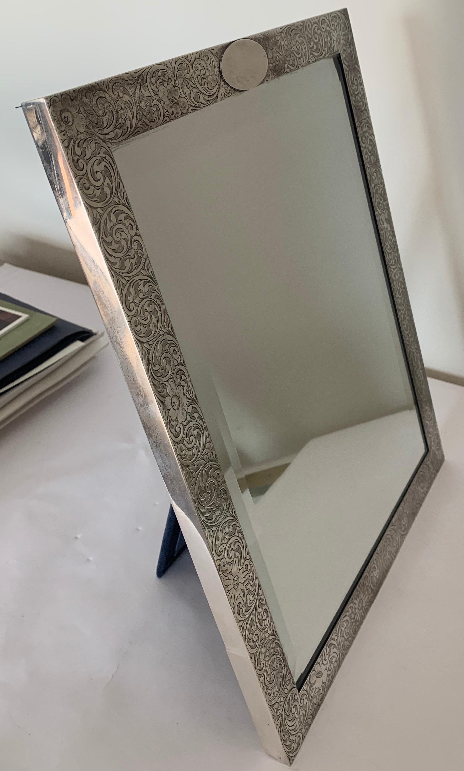 Aesthetic Movement Tiffany & Co. Large Sterling Silver Picture Frame or Vanity Mirror