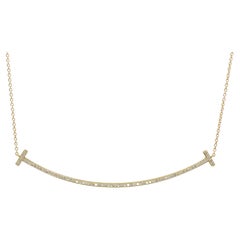 Tiffany & Co. Large Tiffany T. Smile Diamond Pendant Necklace 18K Yellow Gold