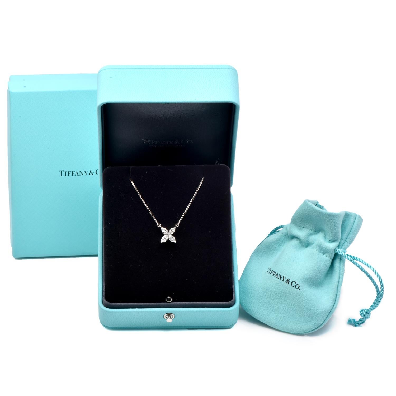 Collar Colgante Tiffany & Co Victoria Grande 0,81 ct Diamante Platino Corte marquesa