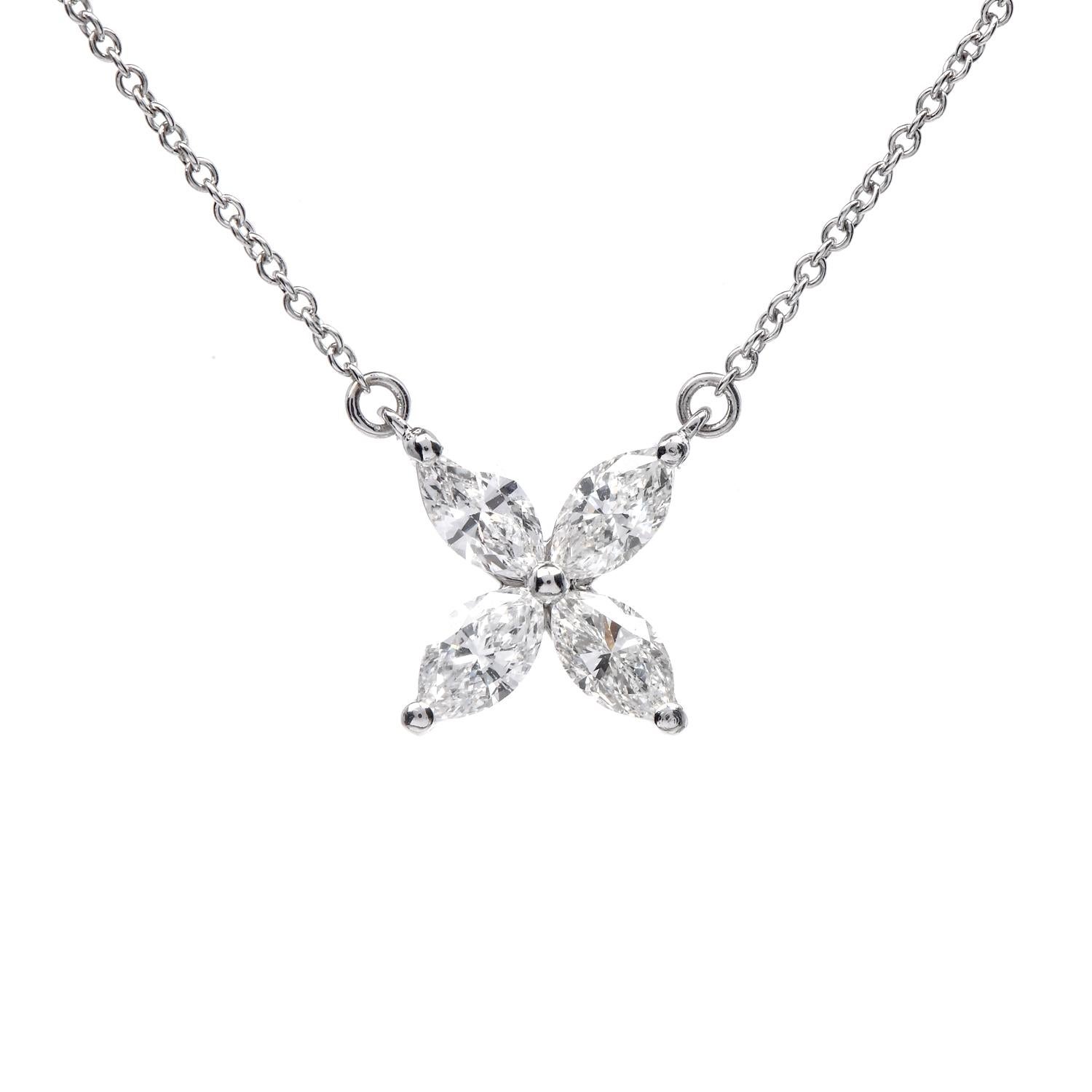 De las mujeres Collar Colgante Tiffany & Co Victoria Grande 0,81 ct Diamante Platino