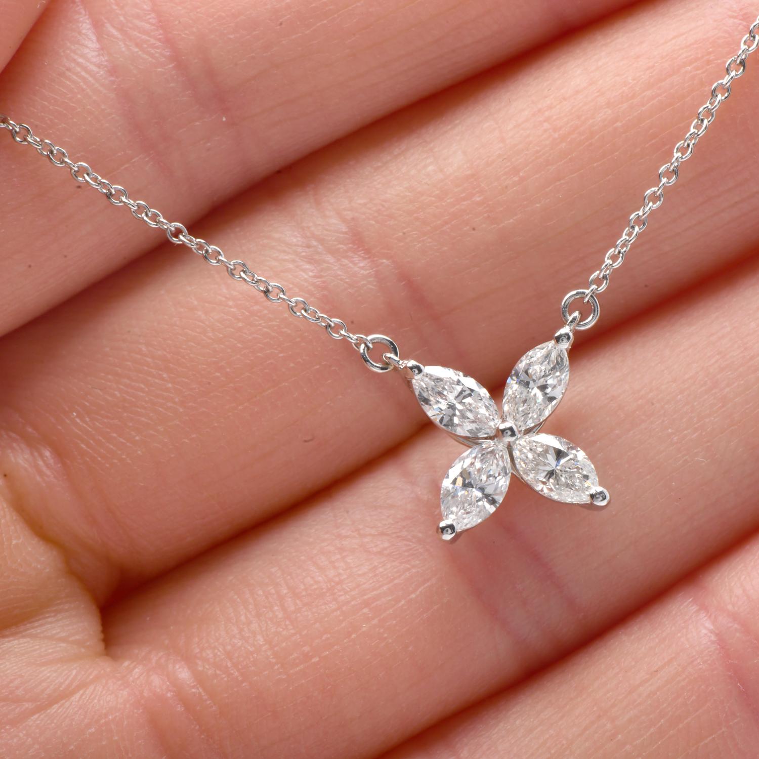 Collar Colgante Tiffany & Co Victoria Grande 0,81 ct Diamante Platino 3
