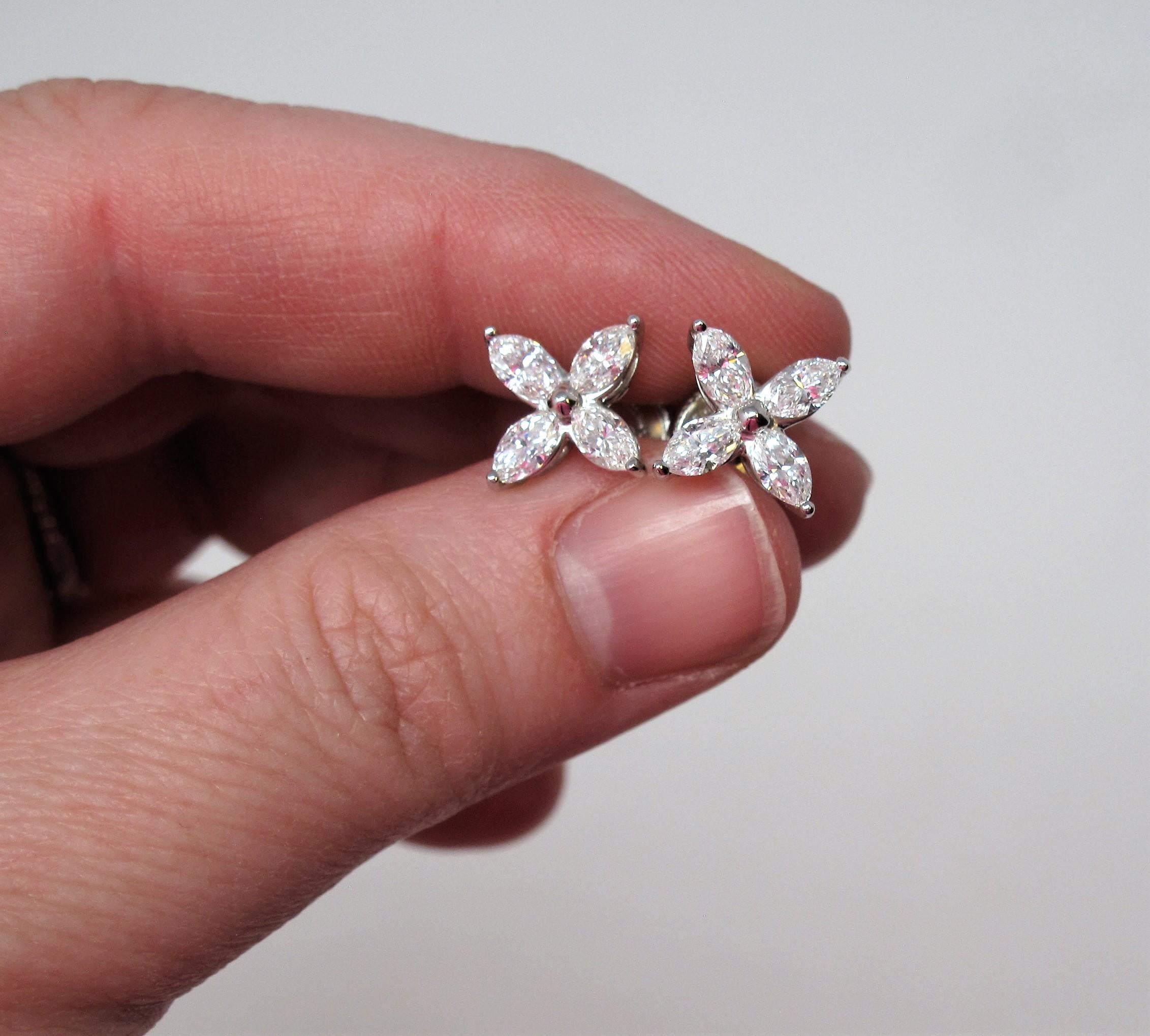 Tiffany & Co. Large Victoria Diamond Earrings in Platinum 1.61 Carat Total 1