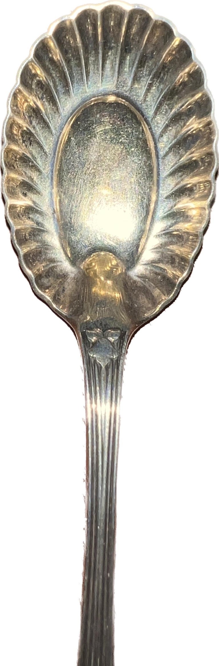 American Tiffany & Co Late 19th C. Sterling Silver Goldwash Japanese Audubon Berry Spoon For Sale