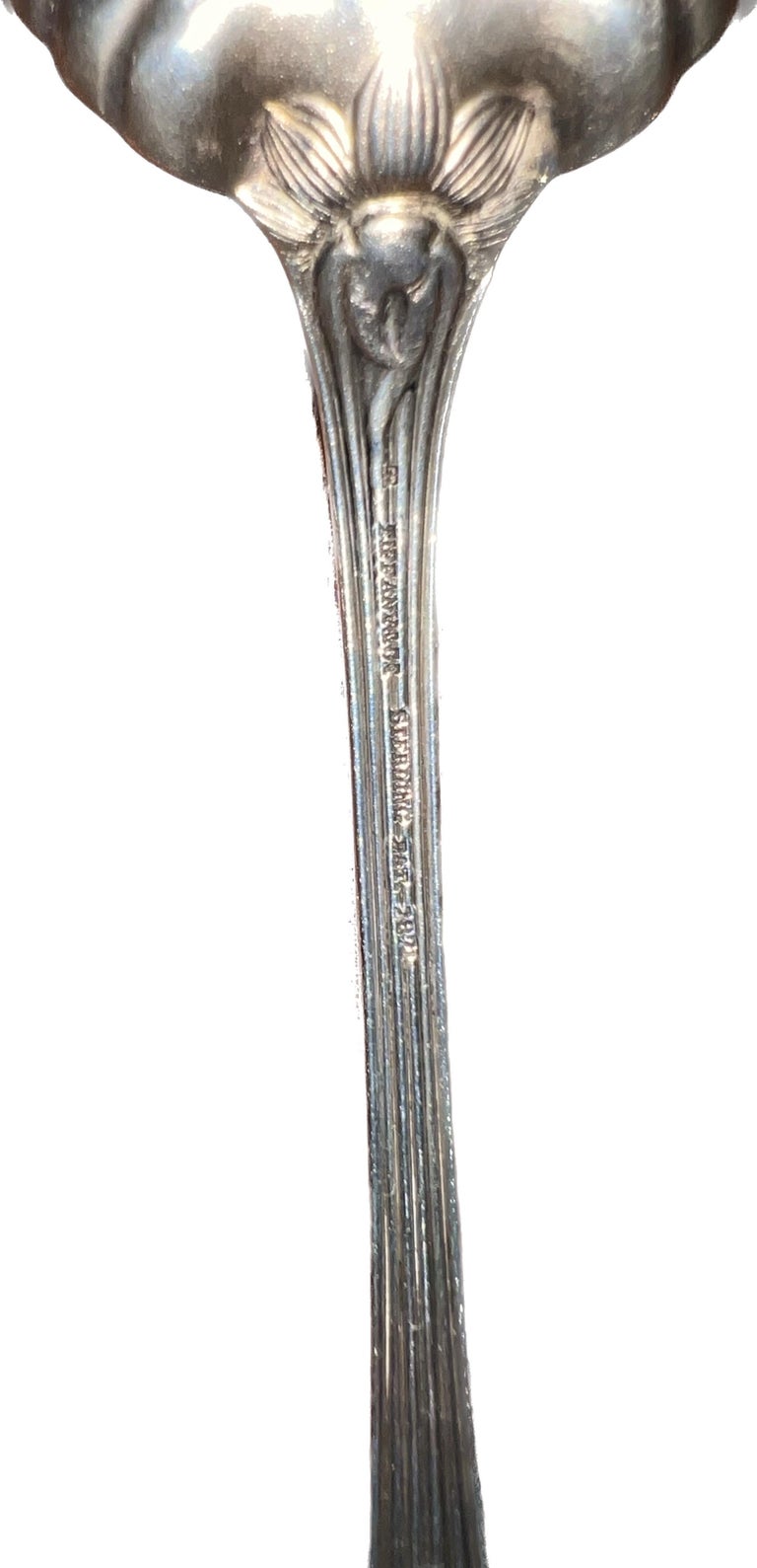 Hand-Carved Tiffany & Co Late 19th C. Sterling Silver Goldwash Japanese Audubon Berry Spoon For Sale